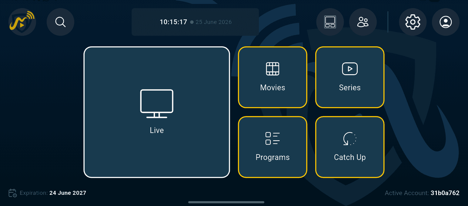 MaxIPTV-Startbildschirm